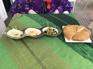Bread and nibbles to start at Le Corail at Latifa in Essaouira