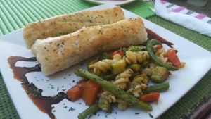 Vegan spring rolls at Le Corail at Latifa in Essaouira