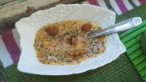 Vegan crème caramel : good! (The only vegan dessert i found in ton except fruits) at Le Corail at Latifa in Essaouira