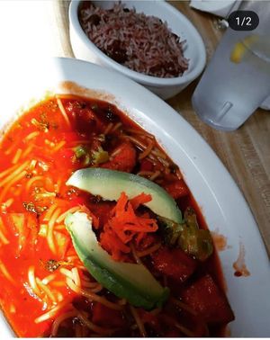 Beans and rice, rasta pasta at Sipho's Restaurant and Cafe in Chico
