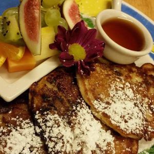 Banana pancakes   at Des Alpes in Brisbane