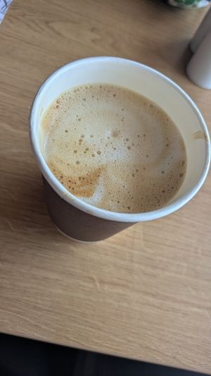 Oatmilk laté at RSPB Loch Leven Cafe in Kinross