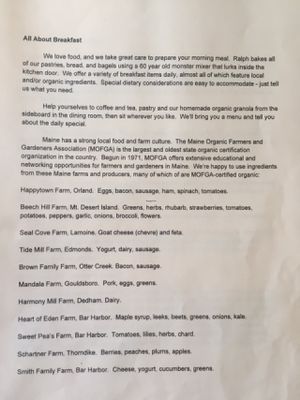 Read about the local organic farms your breakfast is sourced from! at Acacia House Inn in Bar Harbor