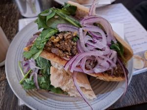 Vegan haggis panini at Let Me Eat Too in Edinburgh