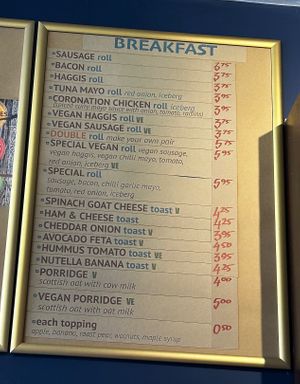 Menu at Let Me Eat Too in Edinburgh