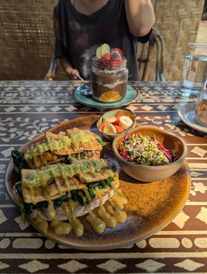 Avo & tofu toast at Cafe La Boheme in Agonda