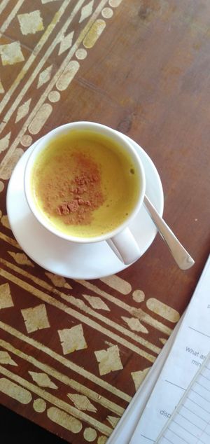 Tumeric latte at Cafe La Boheme in Agonda