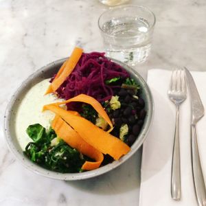 Rice + kimchi bowl at Date + Kale in Helsinki