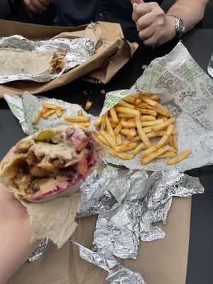 vegan doner kebab w/ chips  at What The Pitta in Croydon