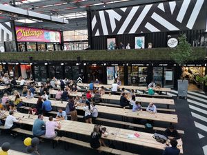 Croydon Boxpark, outside What The Pitta at What The Pitta in Croydon