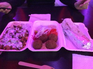 The Box Park pink lights up our food at What The Pitta in Croydon