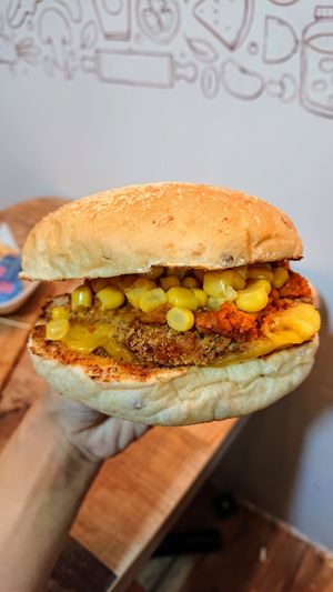 Dhal Fusion soy burger with cheese at NomVnom - Tai Seng in Central Singapore