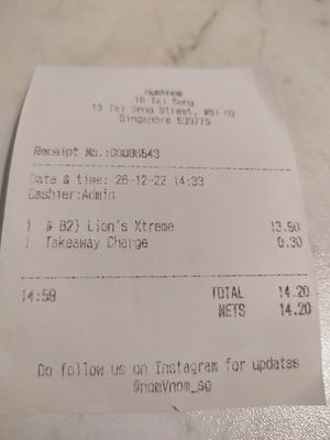 Charging extra $0.30 for take away with NO container used ! at NomVnom - Tai Seng in Central Singapore