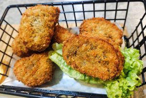 Mushroom fritters, very good, recommended at NomVnom - Tai Seng in Central Singapore