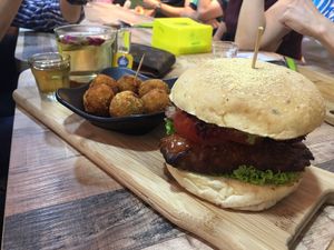 Goro balls and Tempehlicious burger at NomVnom - Tai Seng in Central Singapore