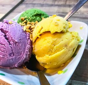 Chempedak, Matcha and sweet potato ice cream at NomVnom - Tai Seng in Central Singapore