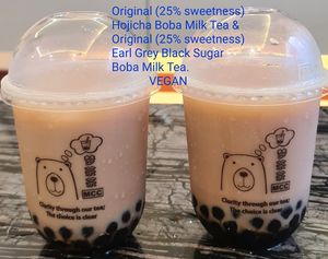Hojicha Boba Milk Tea & Earl Grey Black Sugar Boba Milk Tea VEGAN at NomVnom - Tai Seng in Central Singapore