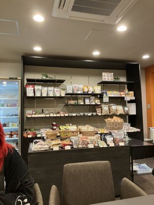 Shop for vegan snacks and meats within the restaurant  at Oribio in Nagoya