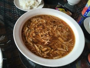 (mock) shark fin soup  at Soon De Vegetarian 顺德素食 in North Singapore