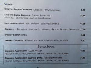 Aktuelles Menü at Badezeit Strandrestaurant in Westerland