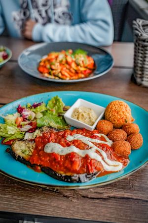 Gebackene Aubergine   at Badezeit Strandrestaurant in Westerland