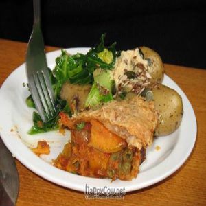 lasagna with potatoes and greens at Iydea in Brighton