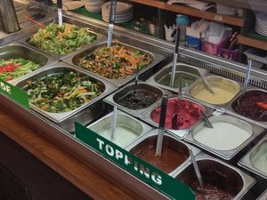 Salad bar at Iydea in Brighton