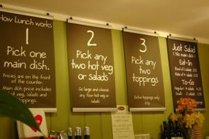 A great system for choosing what you want as you move along the counter... at Iydea in Brighton