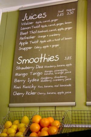 Idyea juice board Sep 2014 at Iydea in Brighton