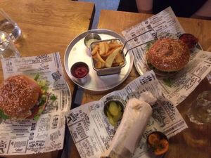 Burgers and shawarma   at Goodness in Tel Aviv