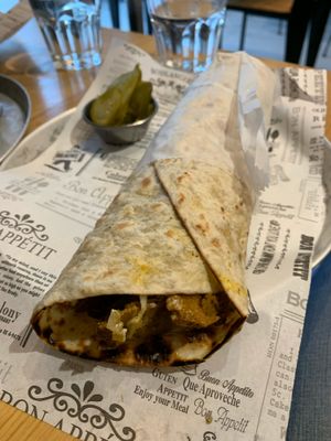 Schwarma wrap  at Goodness in Tel Aviv