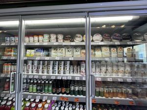 Vegan butter and yogurt. Along with kombucha and other drinks at Olive - Mercadinho Natural in Sao Paulo