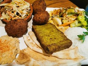 Vegan combo dish at Chilimosa in Tarifa