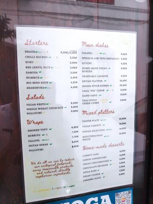 Menu at Chilimosa in Tarifa
