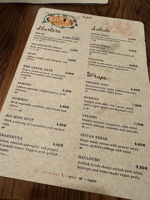 Menu  at Chilimosa in Tarifa