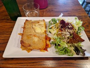 Lasagna vegetal at Chilimosa in Tarifa