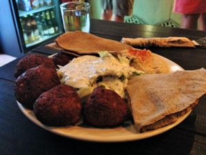 Falafel Plate with Hummus and Salad at Chilimosa in Tarifa