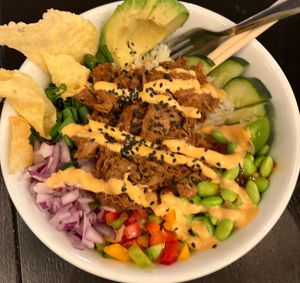 midwest poke bowl + harvest shreds! at Pieces in St Louis