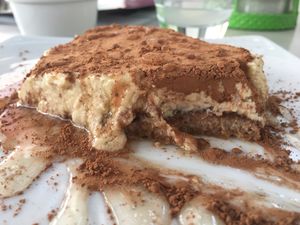 Layered dessert at Bevegan in San Luis Potosi