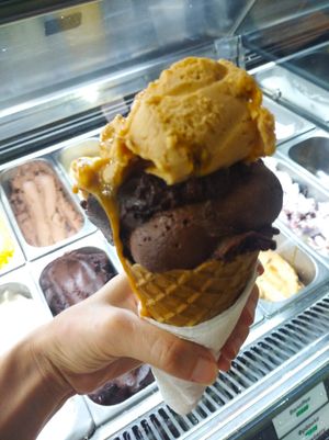 Sneakers, chocolate, cheesecake and many other vegan icecreams! at Pasalidis in Thessaloniki