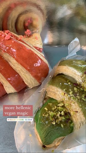 Forest fruits (left) and pistachio (right) croissants at Pasalidis in Thessaloniki