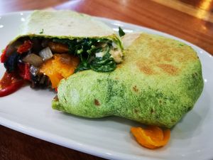 Veggie and Hunmus Wrap at Ellie's Cafe in Port Kennedy