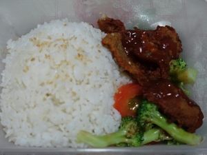 salty crisp chicken with rice at Green.com Vegetarian Cuisine in West Singapore