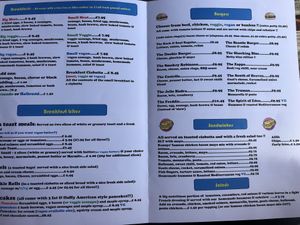 Menu back  at Kenny's Rock and Soul Cafe in Brighton
