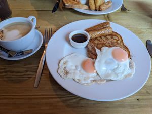 Veggie pancakes at Kenny's Rock and Soul Cafe in Brighton
