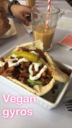 Vegan gyros kebab with fresh smoothie - delicious! at Vegan HQ in West London