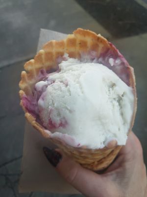 Marionberry cheesecake ice cream!!! at Virtuous Pie in Portland