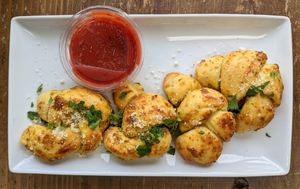 Garlic Knots with San Marzano tomato sauce at Virtuous Pie in Portland