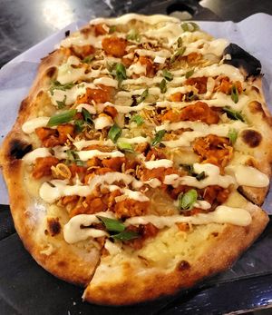 "Stranger Wings" pizza #Veganuary at Virtuous Pie in Portland