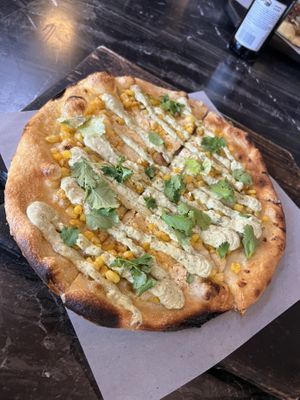 Street Corn Pizza! Amazed .  at Virtuous Pie in Portland
